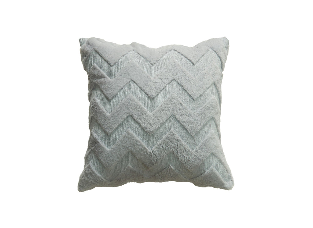 Coussin carré 45x45 cm en tissu doux motif chevron gris clair HARRY