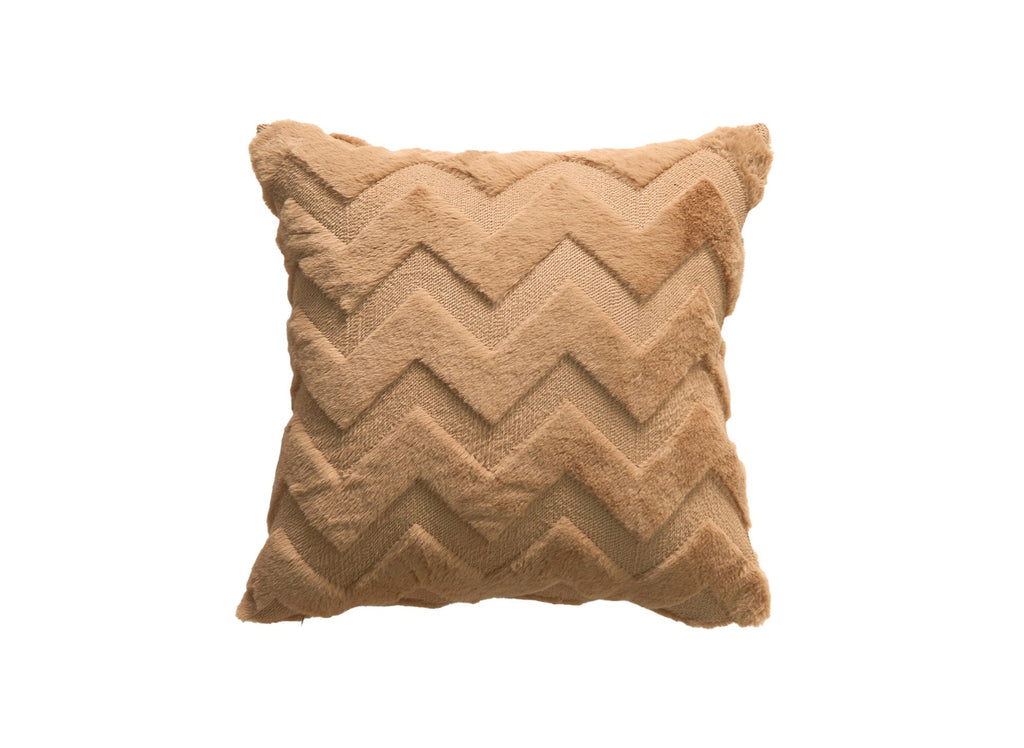 Coussin carré 45x45 cm en tissu doux motif chevron marron HARRY