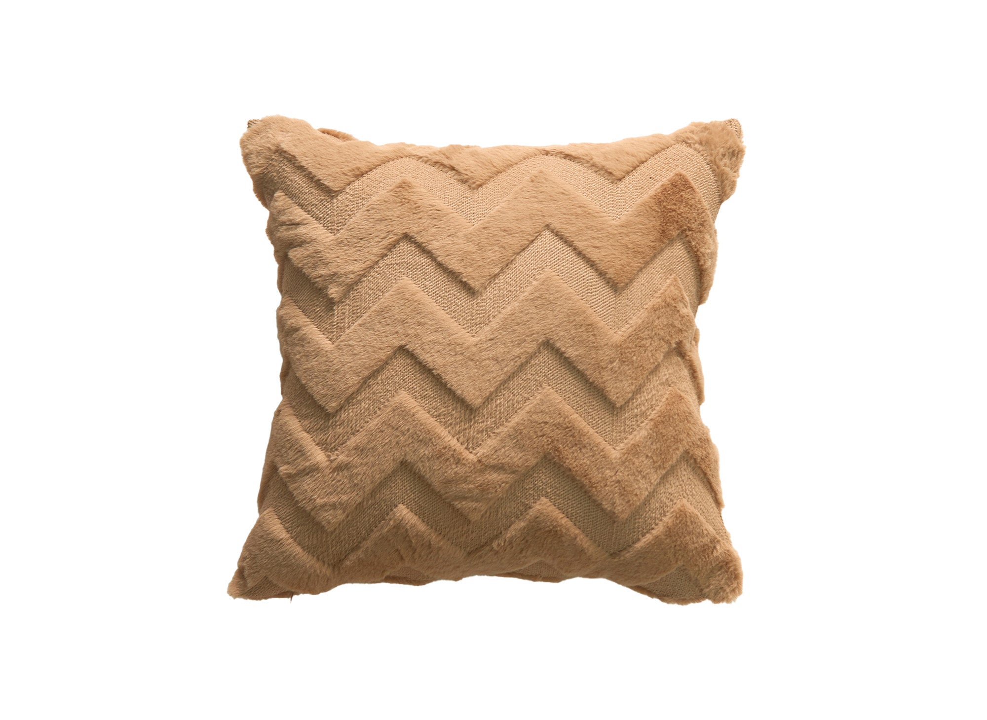 Coussin carré 45x45 cm en tissu doux motif chevron marron HARRY