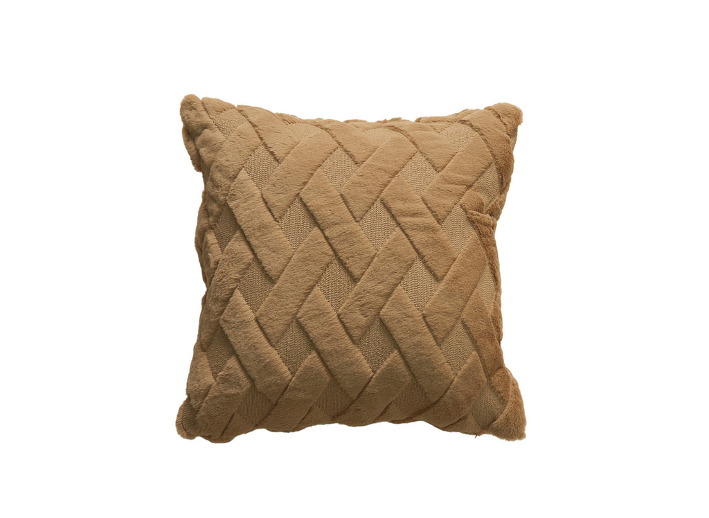 Coussin carré 45x45 cm en tissu à poils effet graphique marron MADALA