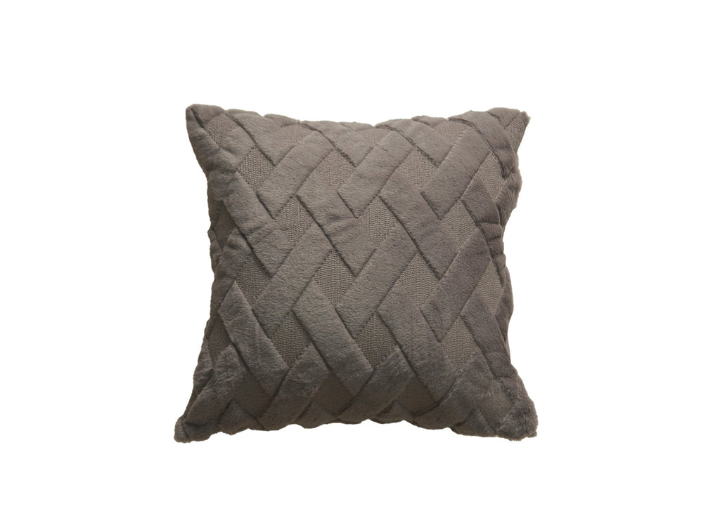 Coussin carré 45x45 cm en tissu à poils effet graphique gris foncé MADALA