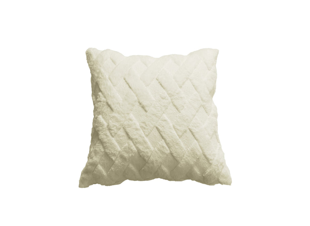 Coussin carré 45x45 cm en tissu à poils effet graphique beige MADALA