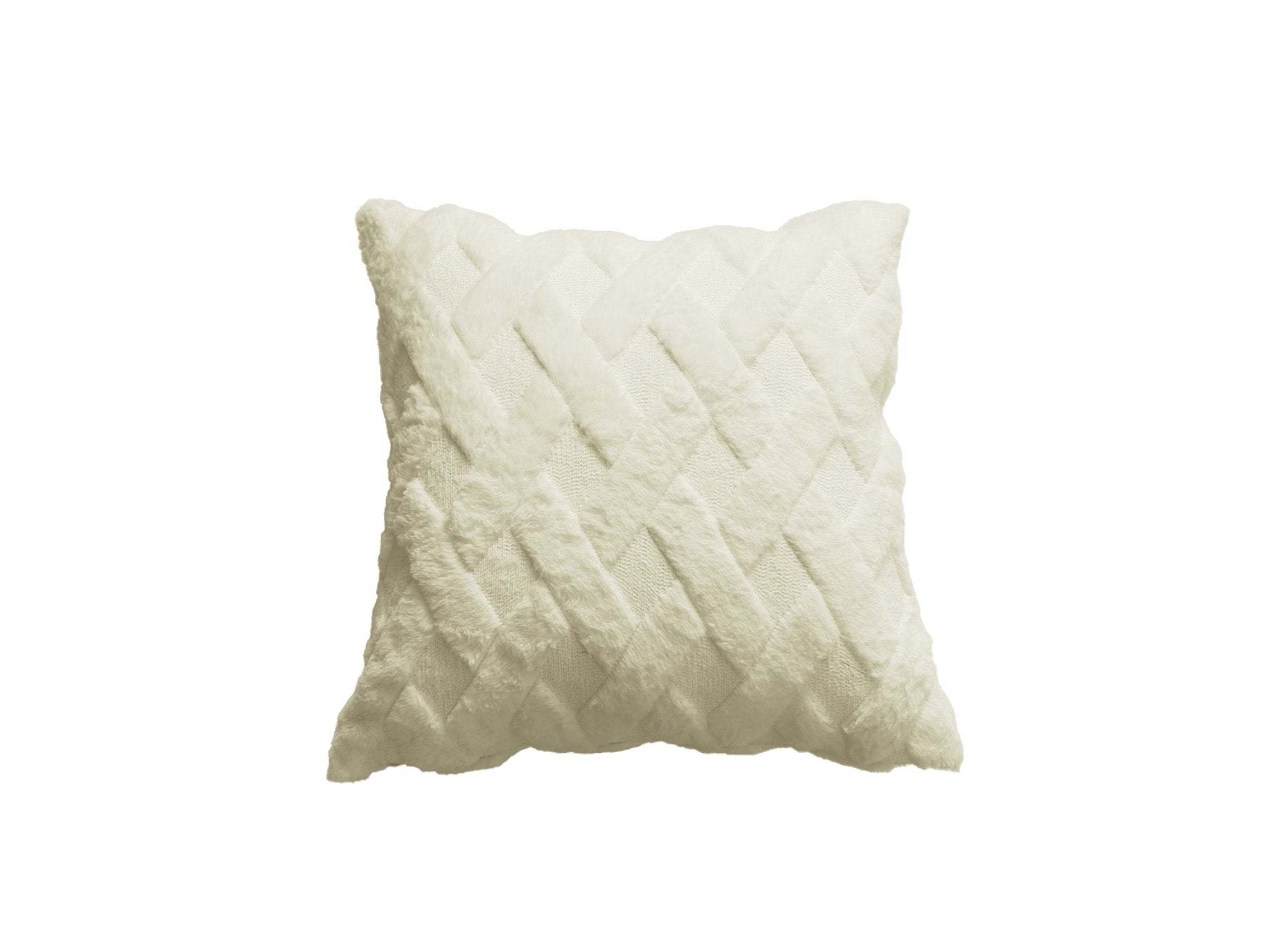 Coussin carré 45x45 cm en tissu à poils effet graphique beige MADALA