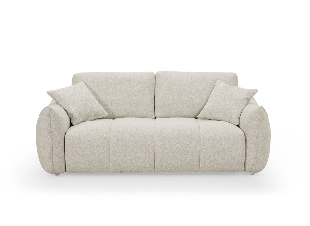 Canapé 3 places en tissu bouclette beige EZRA