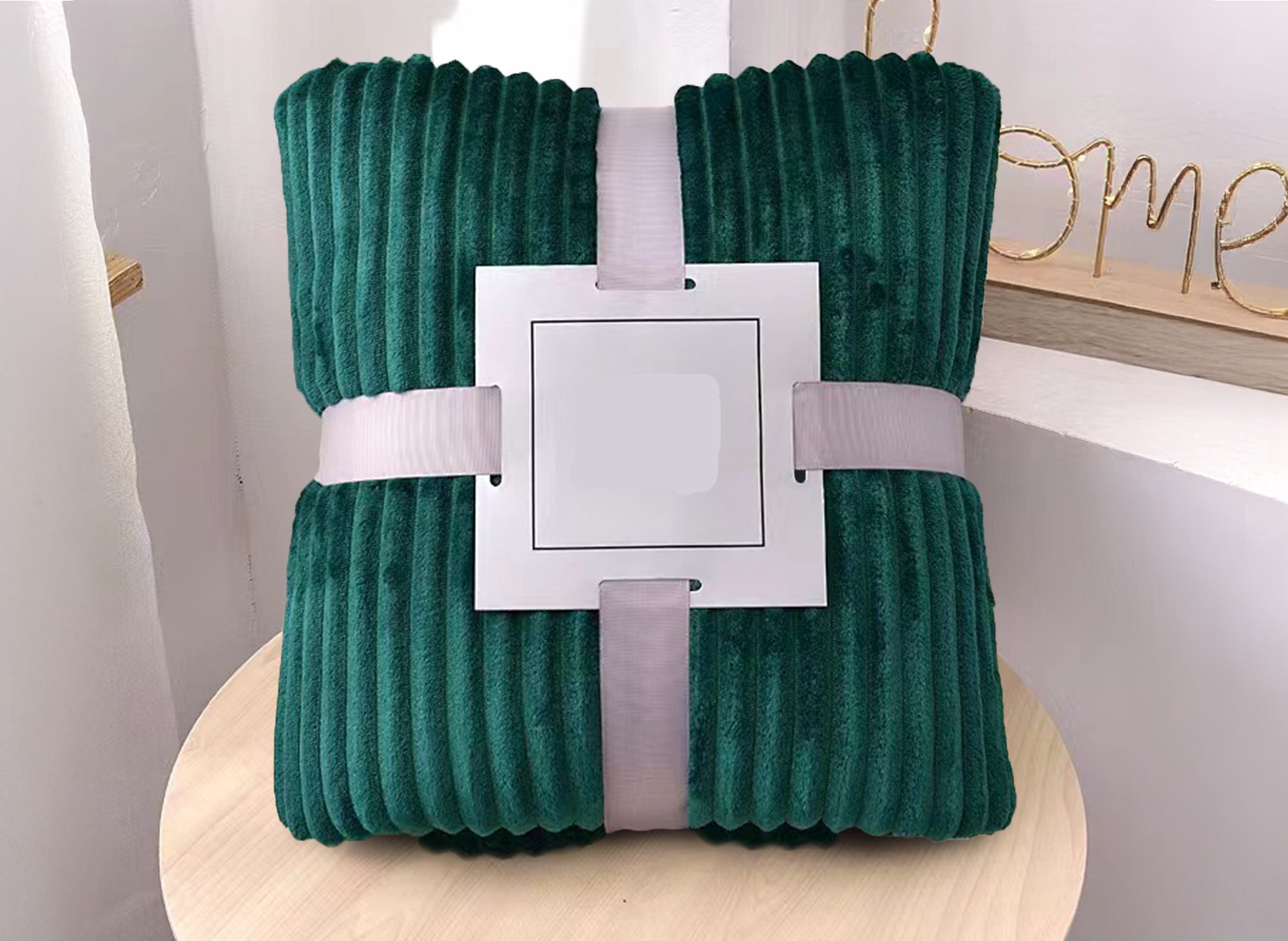 Plaid en velours côtelé vert sapin 150x200cm COCO