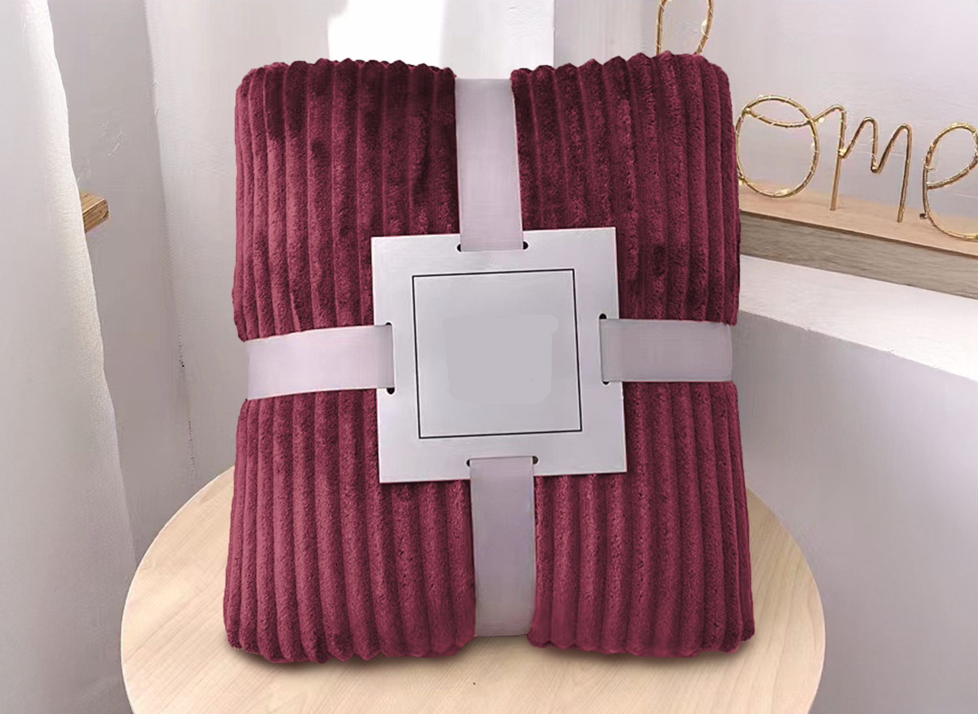 Plaid en velours côtelé rouge 150x200cm COCO