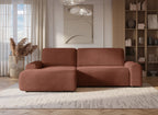 Canapé d'angle gauche convertible avec coffre en velours côtelé épais terracotta BALI - Angle gauche