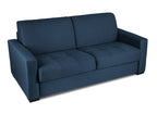 Canapé convertible 3 places LOUNA en tissu bleu denim ouverture express