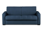 Canapé convertible 3 places LOUNA en tissu bleu denim ouverture express