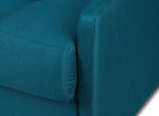Canapé convertible 3 places LOUNA SLIM en tissu bleu pétrole ouverture express