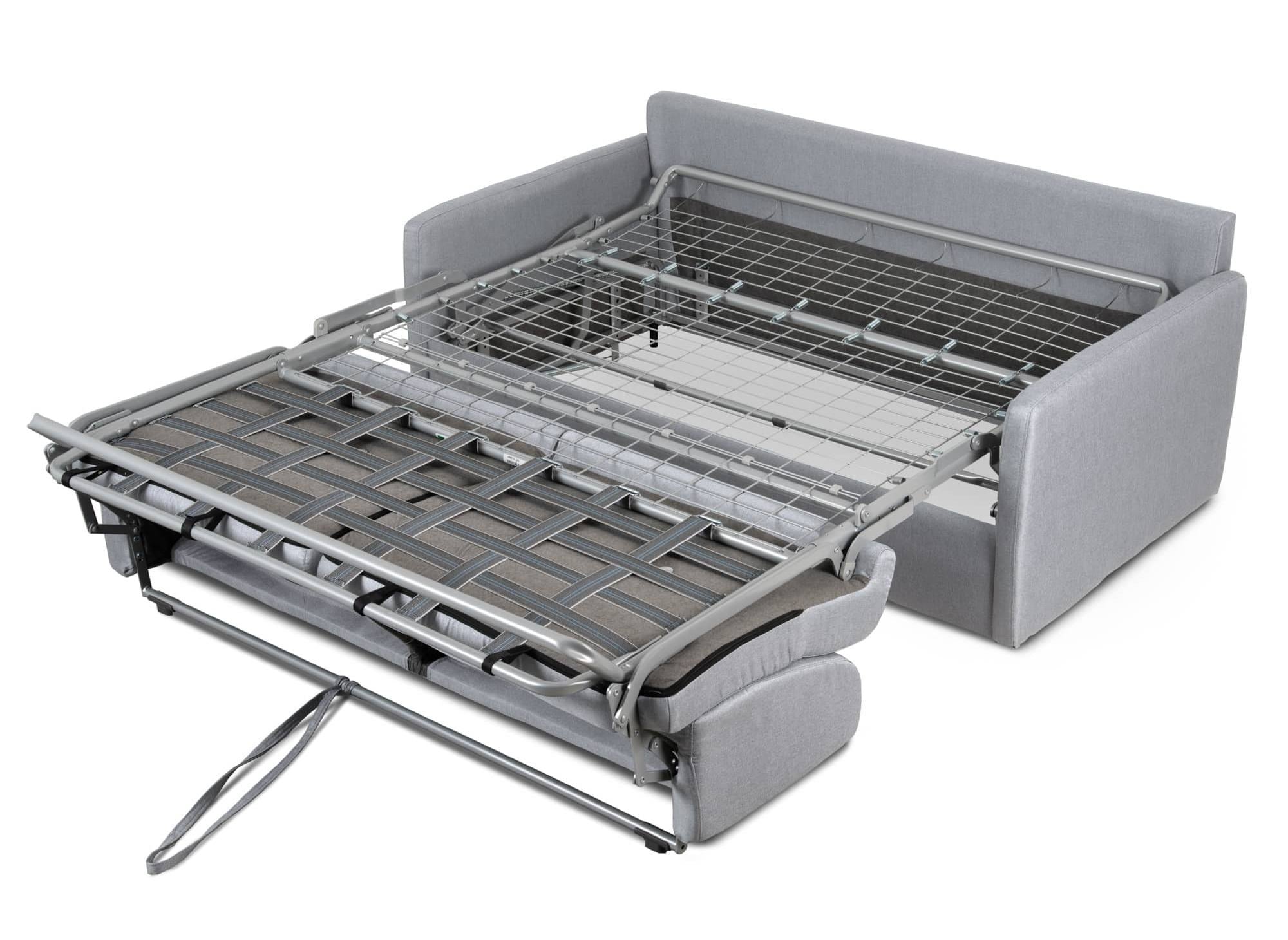 Canapé convertible 3 places LOUNA SLIM en tissu gris ouverture express
