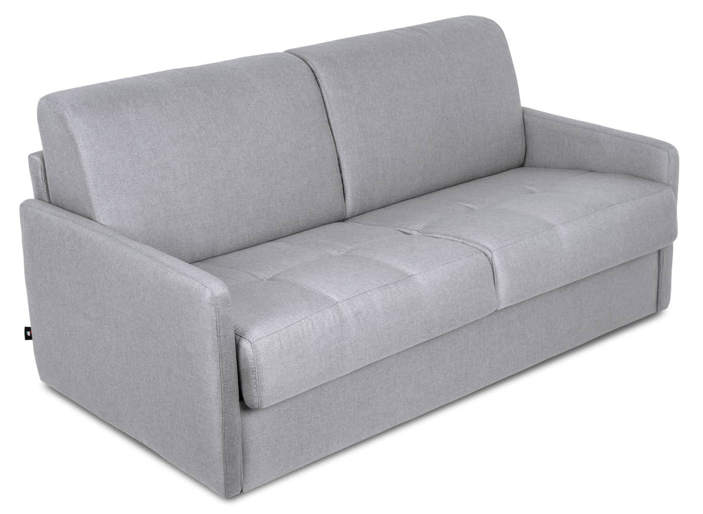 Canapé convertible 3 places LOUNA SLIM en tissu gris ouverture express