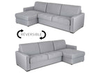Canapé d'angle réversible convertible LOUNA en tissu gris avec coffre de rangement