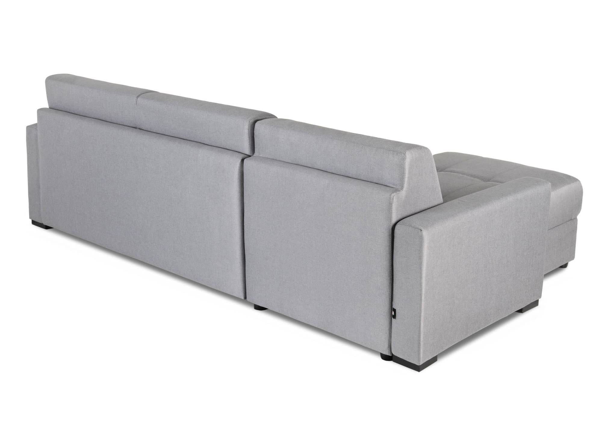 Canapé d'angle réversible convertible LOUNA en tissu gris avec coffre de rangement