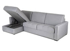 Canapé d'angle réversible convertible LOUNA en tissu gris avec coffre de rangement