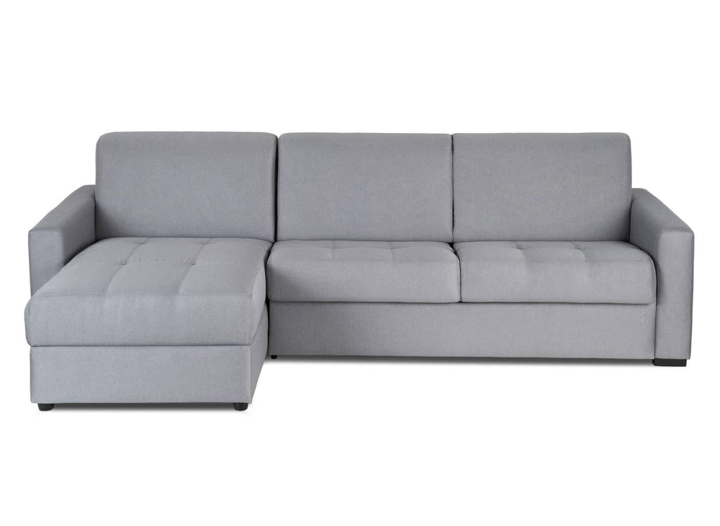 Canapé d'angle réversible convertible LOUNA en tissu gris avec coffre de rangement