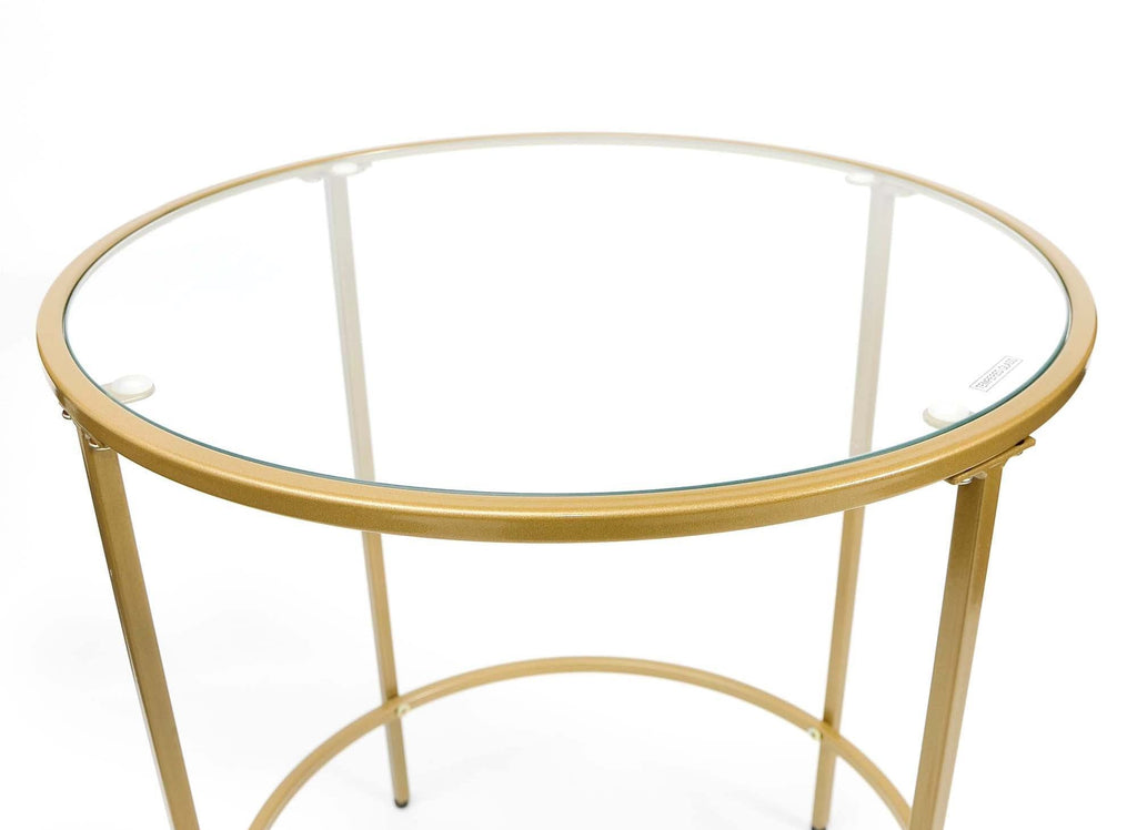 Table basse ronde en verre et métal OLIVE