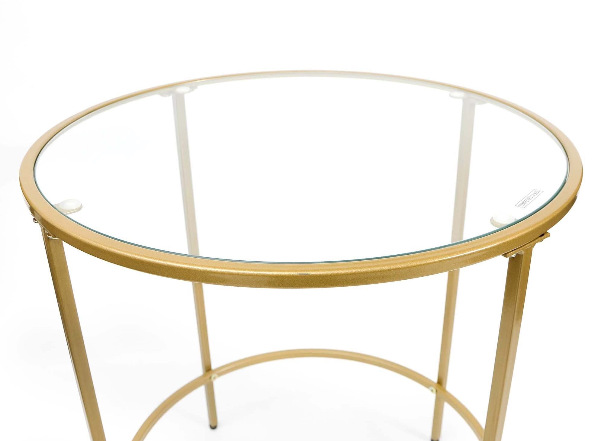 Table basse ronde en verre et métal OLIVE