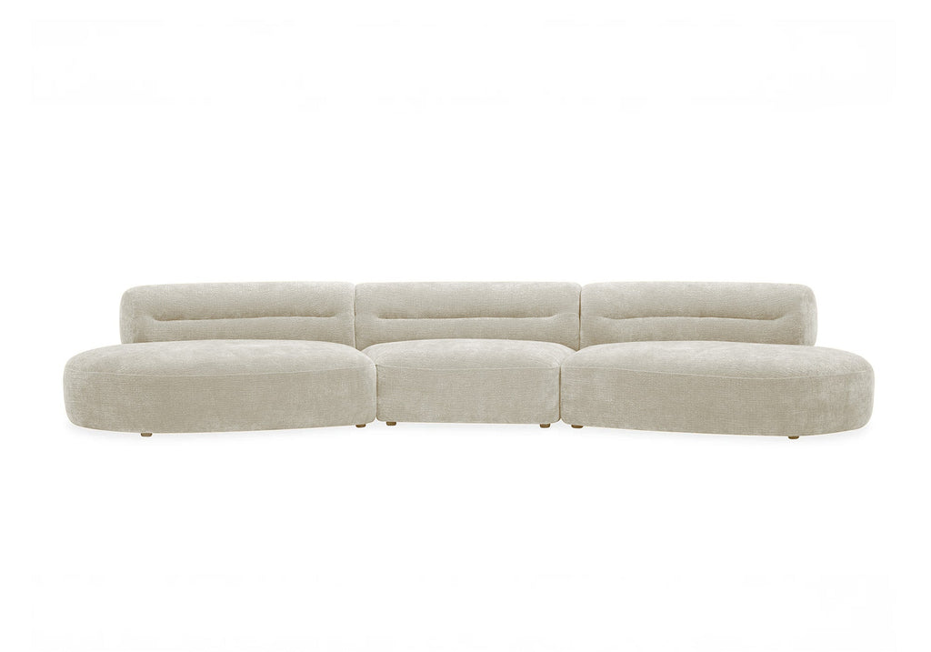 Canapé droit 5 places en velours tissé beige IMENIA