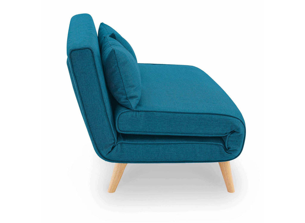 Banquette convertible 2 places en tissu bleu TONKA