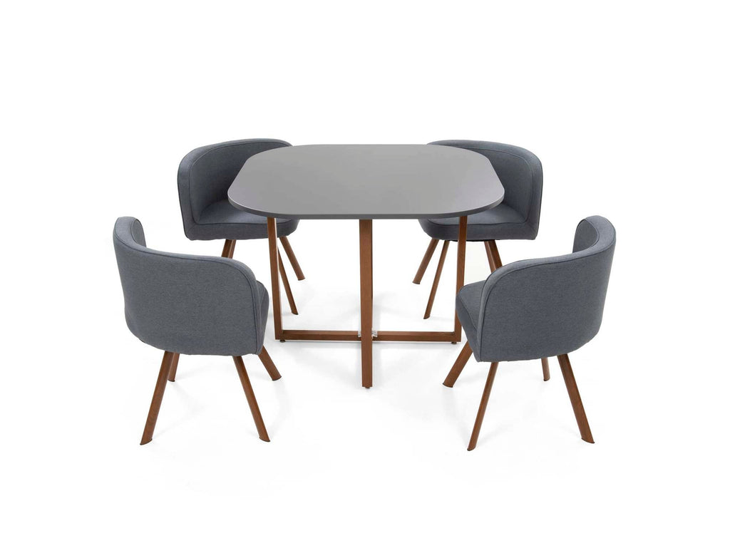 Ensemble table + 4 chaises encastrables grises FLEN