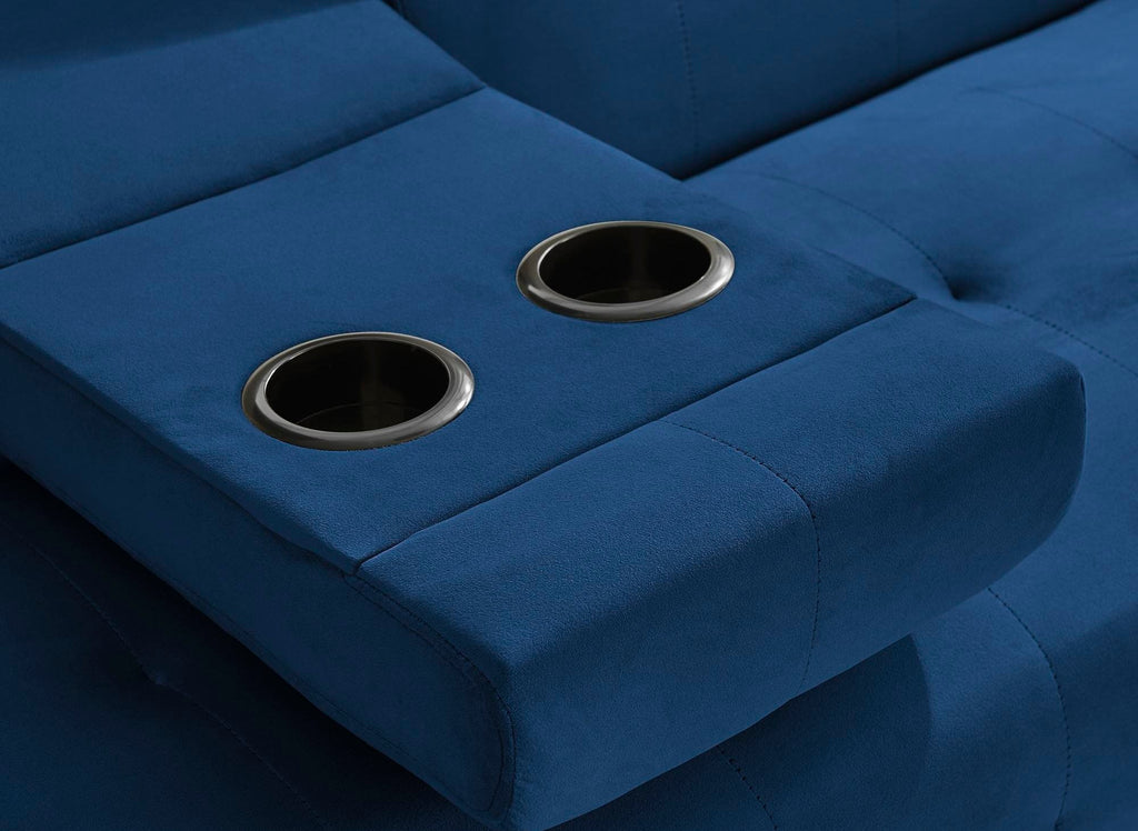 Canapé clic clac en velours bleu foncé avec porte-gobelet LIMA