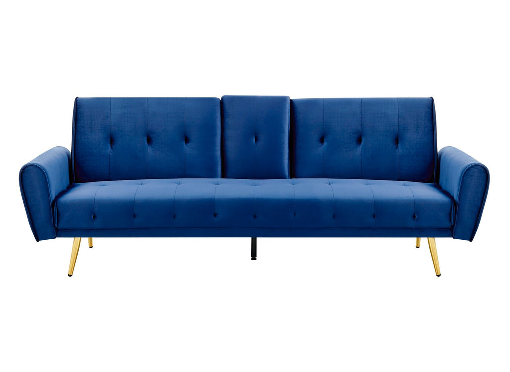 Canapé clic clac en velours bleu foncé avec porte-gobelet LIMA