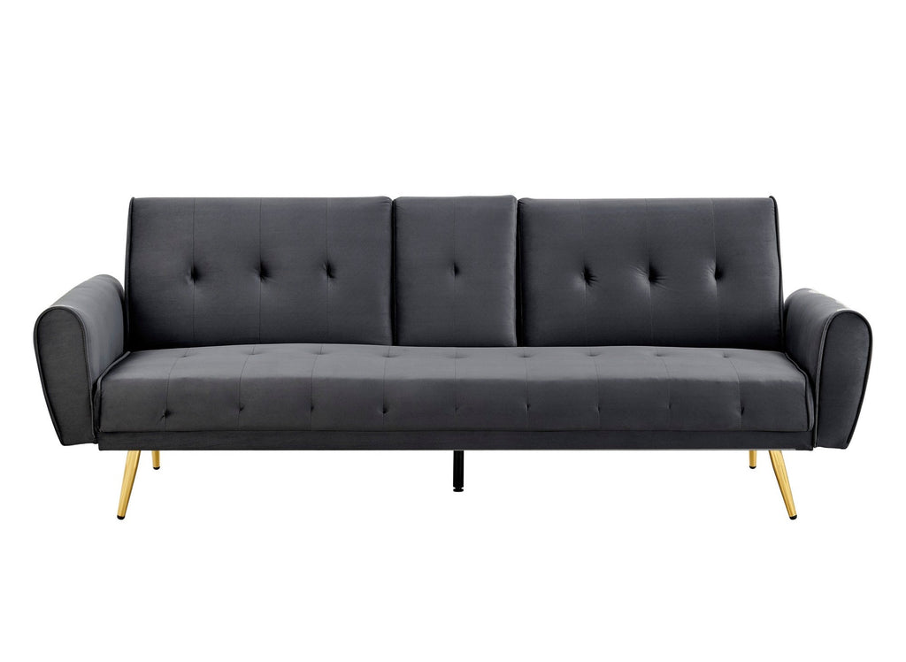 Canapé clic clac en velours gris foncé avec porte-gobelet LIMA