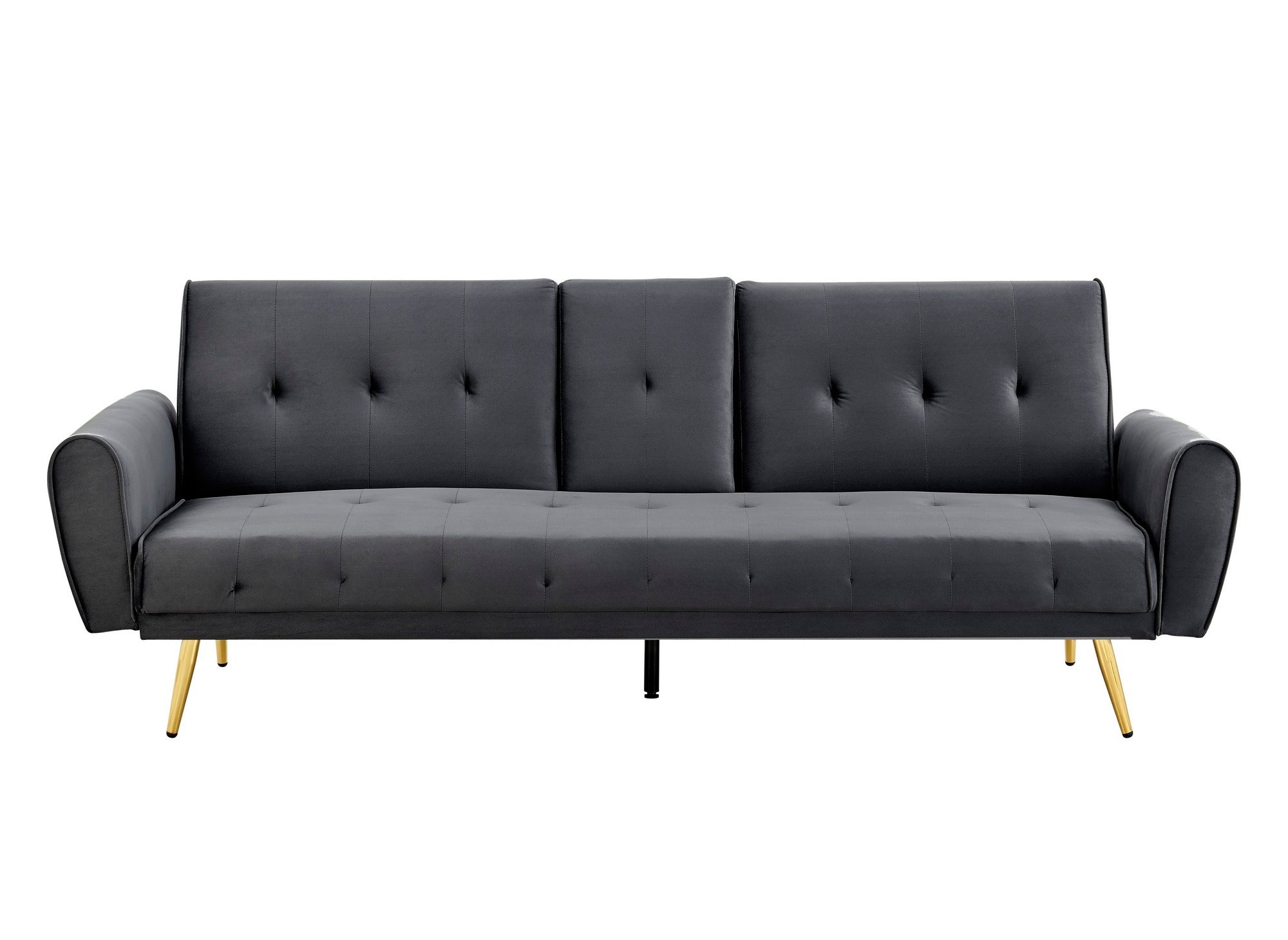 Canapé clic clac en velours gris foncé avec porte-gobelet LIMA