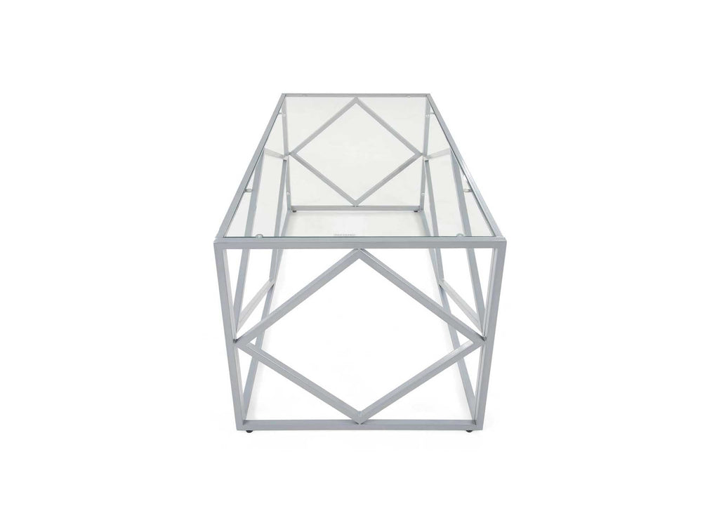 Table basse design en verre et métal rectangulaire ELIO