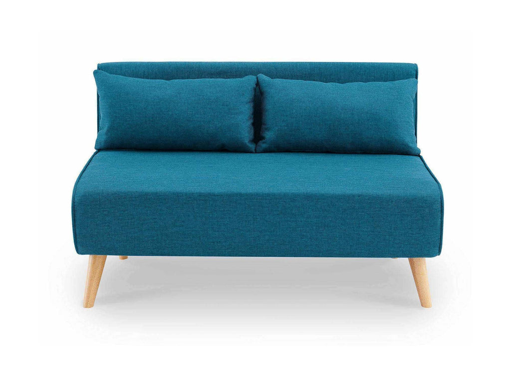 Banquette convertible 2 places en tissu bleu TONKA