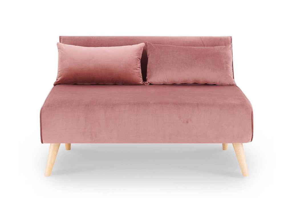 Banquette convertible 2 places en velours rose TONKA