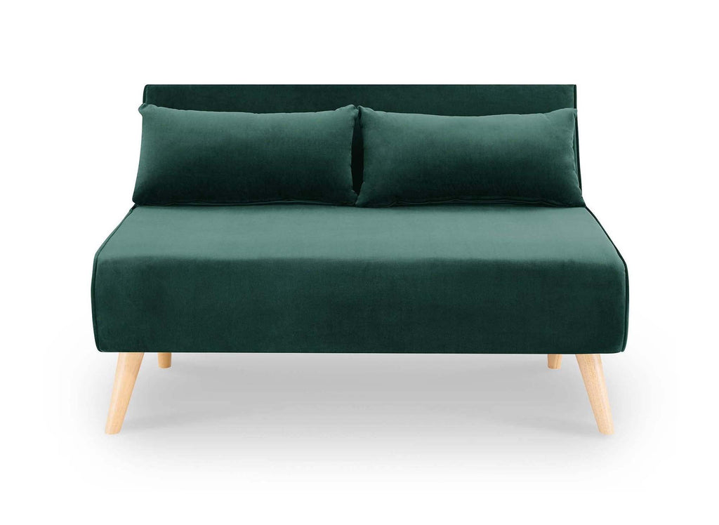 Banquette convertible 2 places en velours vert TONKA