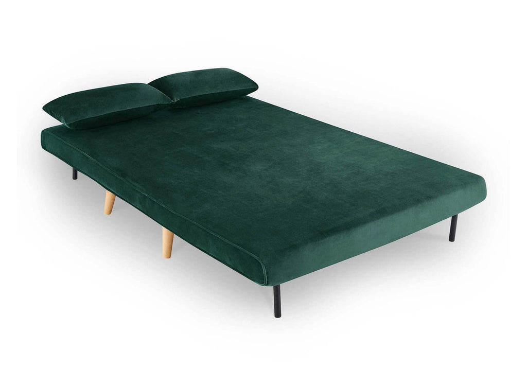 Banquette convertible 2 places en velours vert TONKA