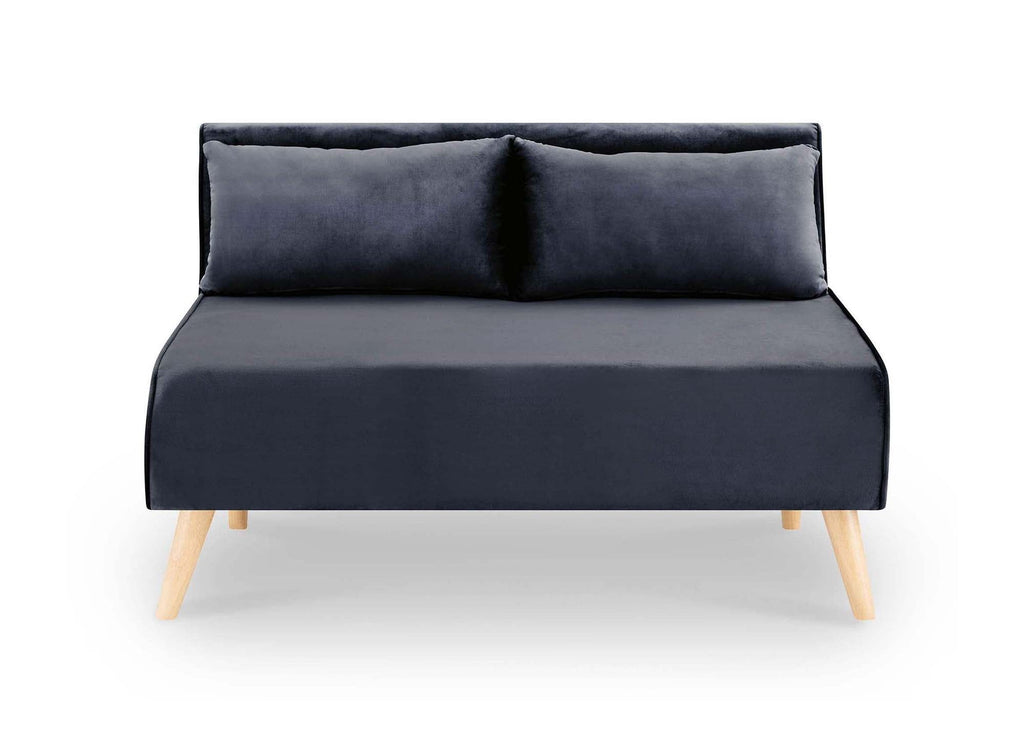 Banquette convertible 2 places en velours gris TONKA