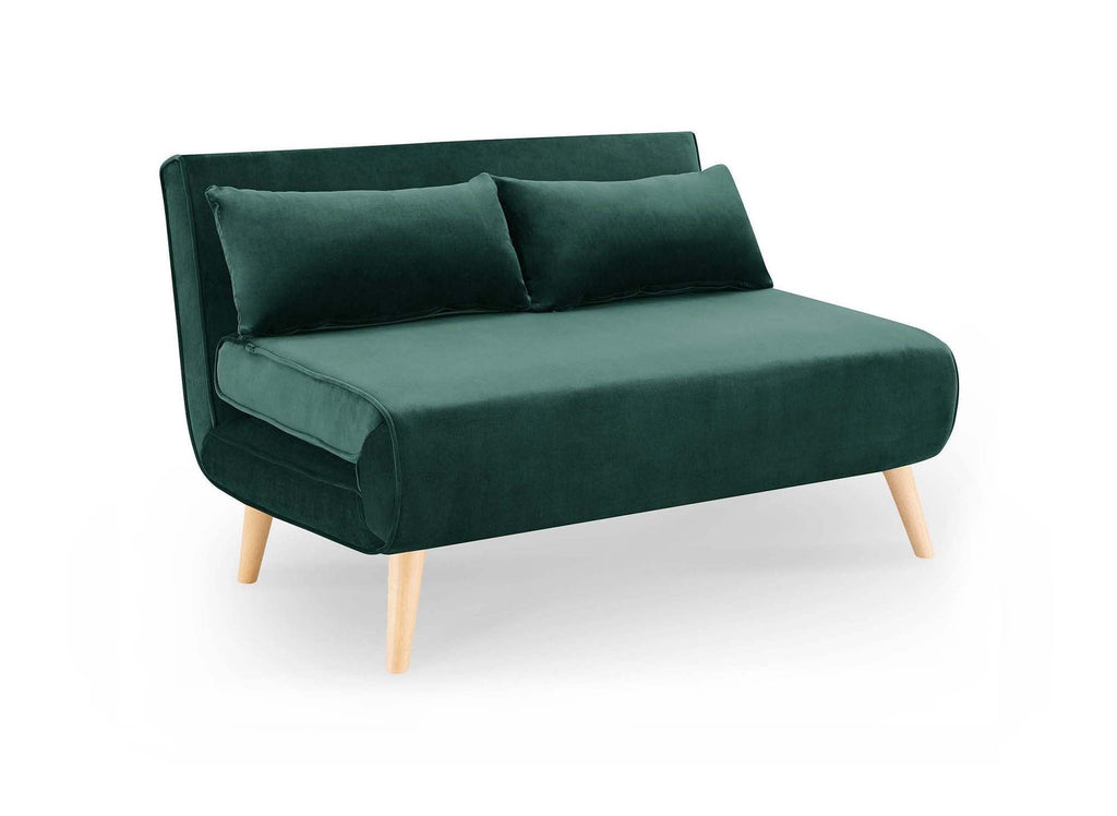 Banquette convertible 2 places en velours vert TONKA