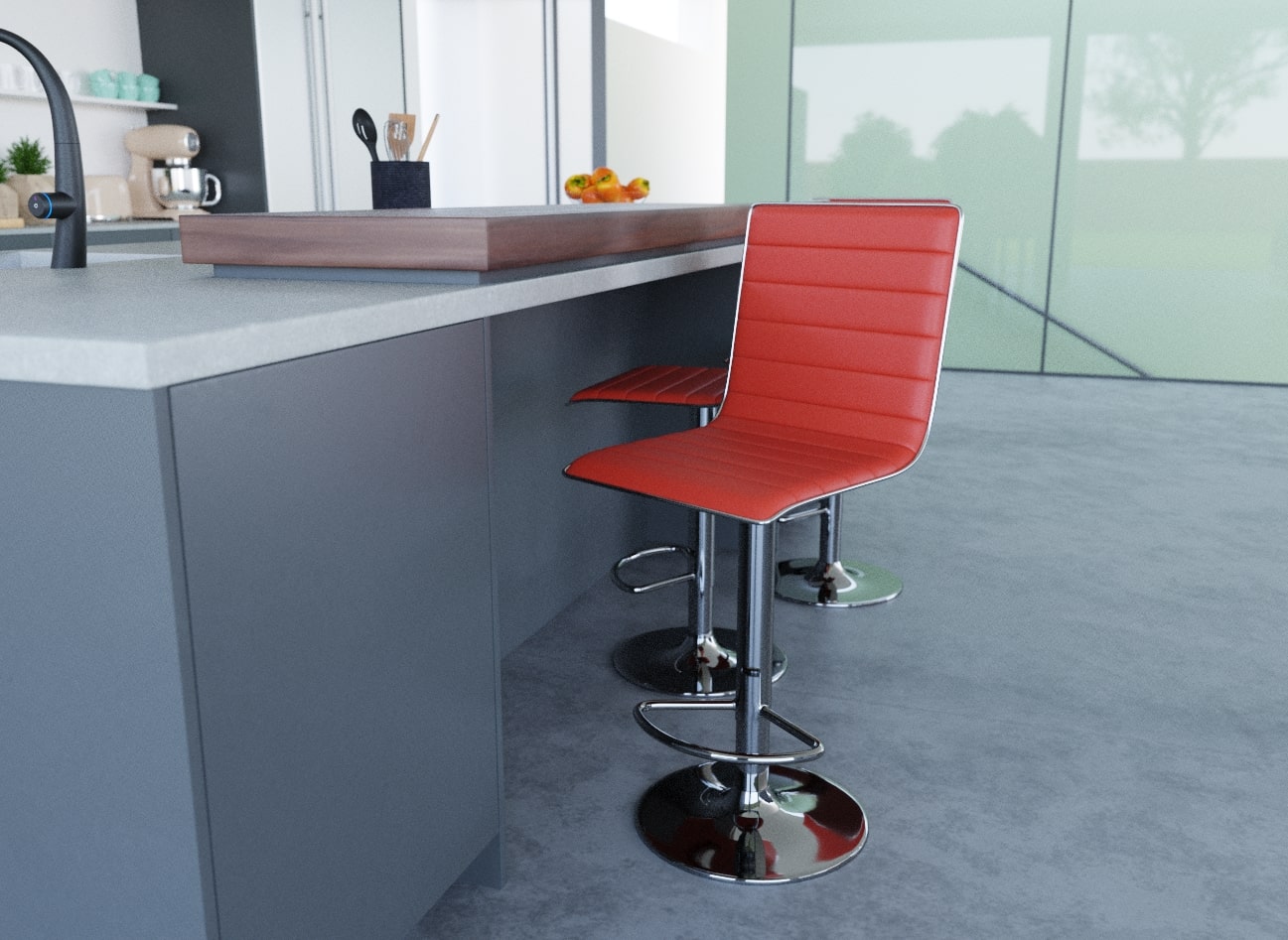 Lot de 2 tabourets de bar rouge LOCAS