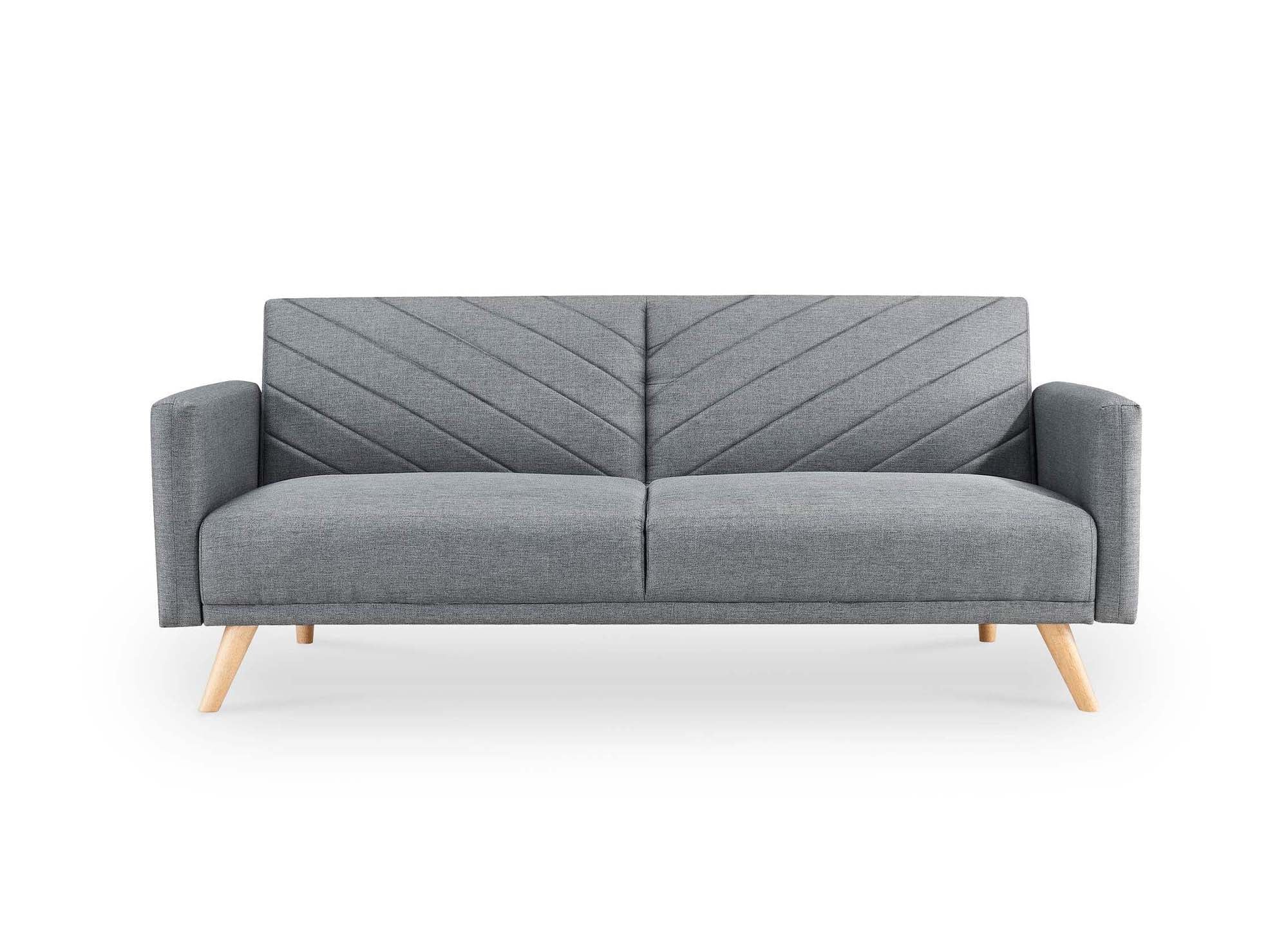 Canapé 3 places convertible scandinave en tissu gris BALDER