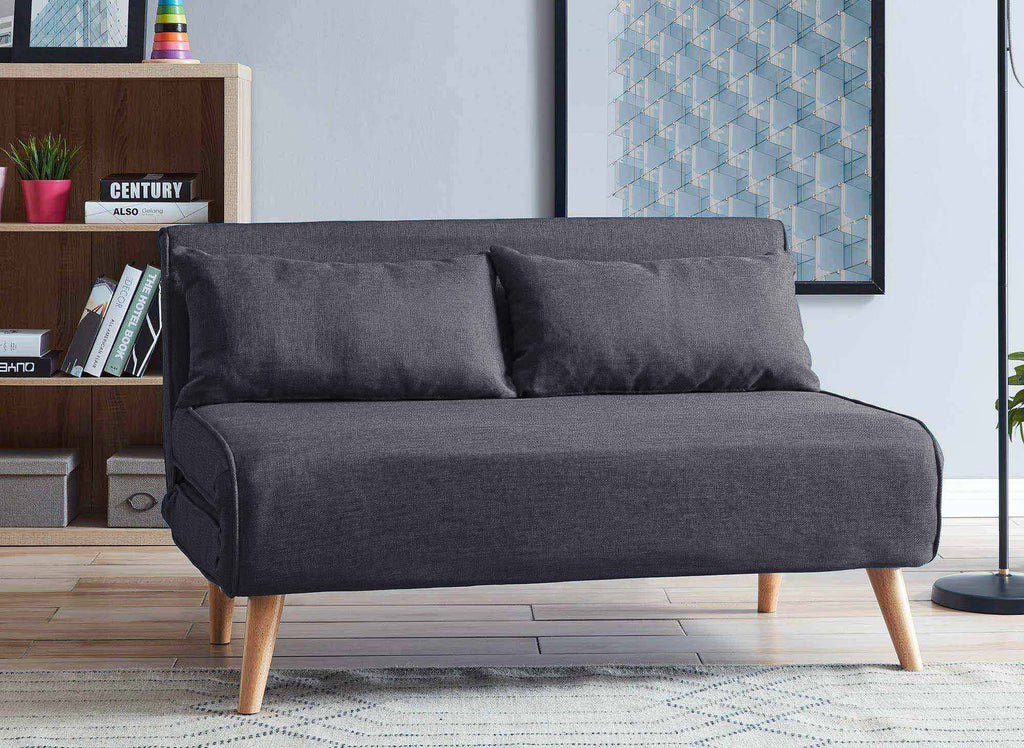 Banquette convertible 2 places en tissu gris TONKA