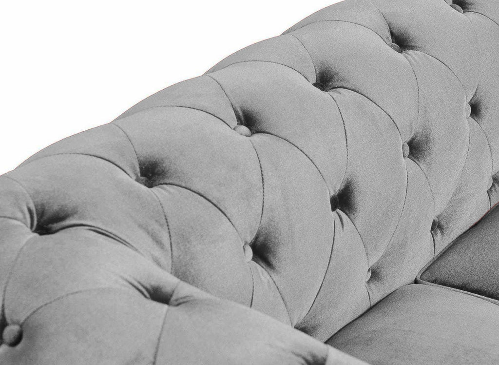 Canapé 2 places velours Gris CHESTERFIELD