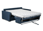 Canapé convertible 3 places LOUNA en tissu bleu denim ouverture express