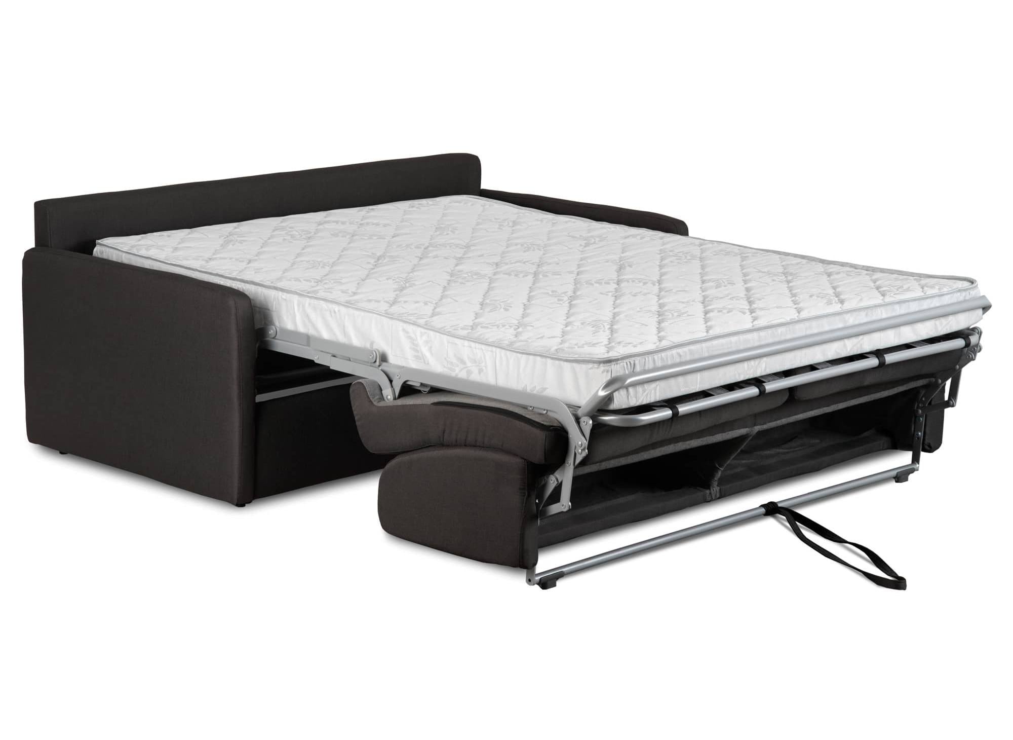 Canapé convertible 3 places LOUNA SLIM en tissu gris anthracite ouverture express