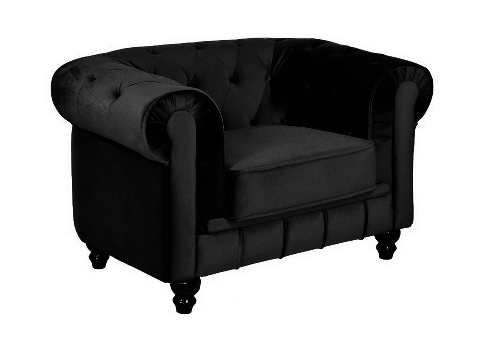 Fauteuil velours Noir CHESTERFIELD