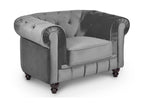 Fauteuil velours Gris CHESTERFIELD