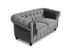 Canapé 2 places velours Gris CHESTERFIELD