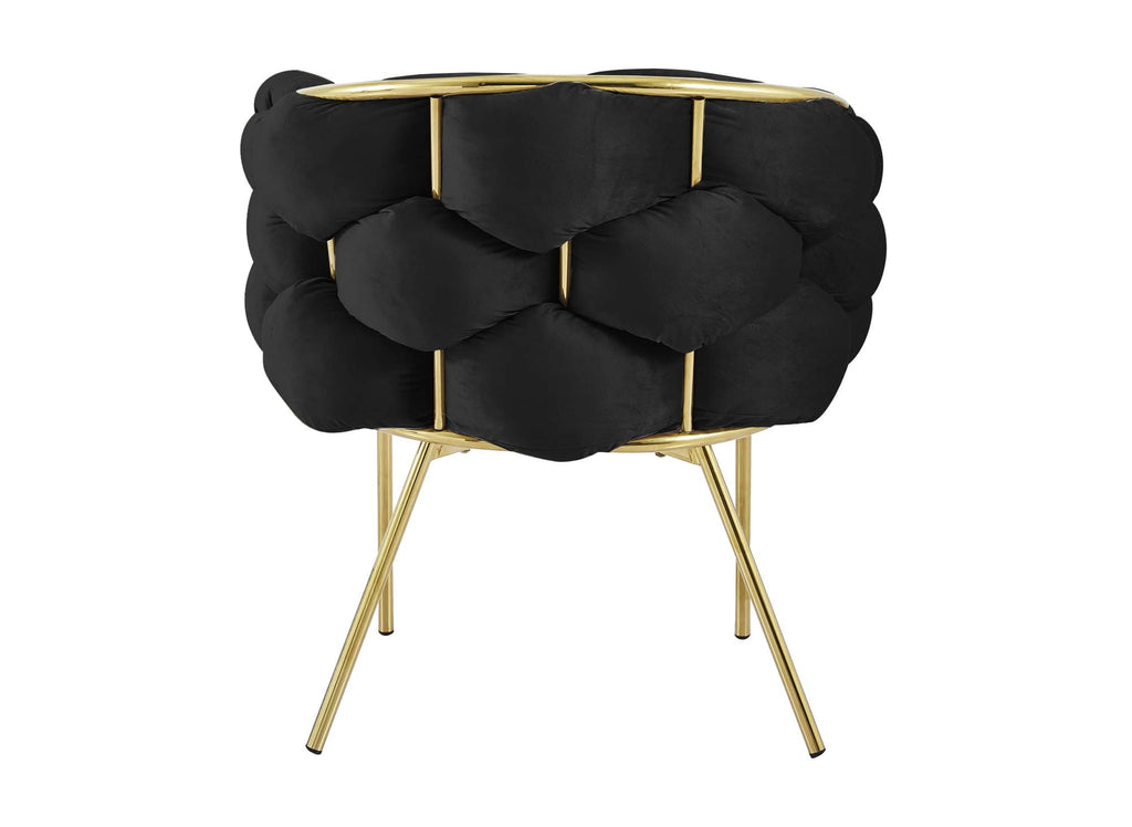 Lot de 2 chaises en velours noir pieds en métal doré CHARLOTTE