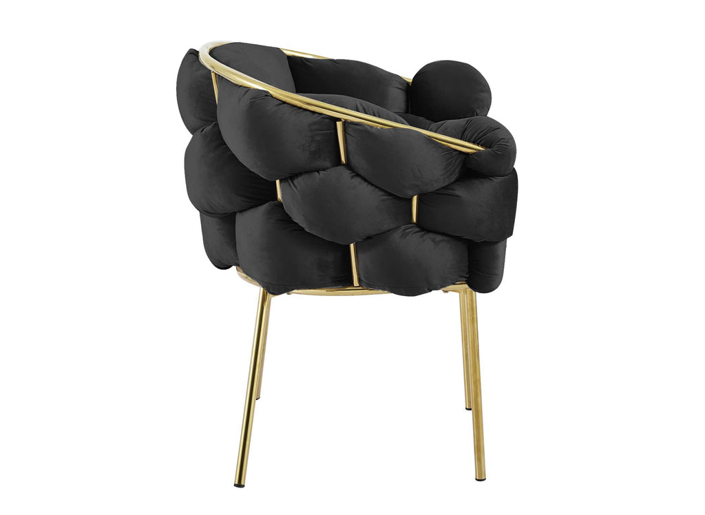 Lot de 2 chaises en velours noir pieds en métal doré CHARLOTTE