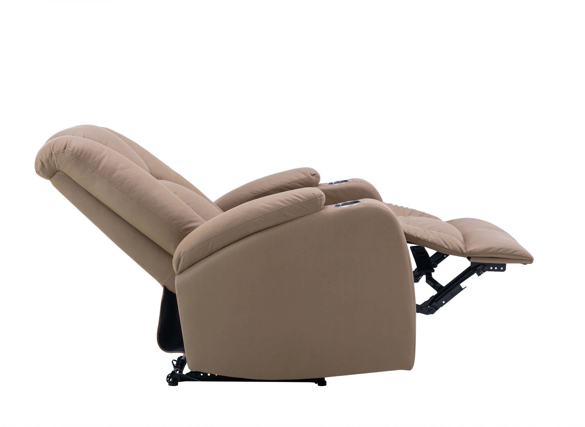 Fauteuil relax électrique en tissu microfibre beige EL CLARENCE