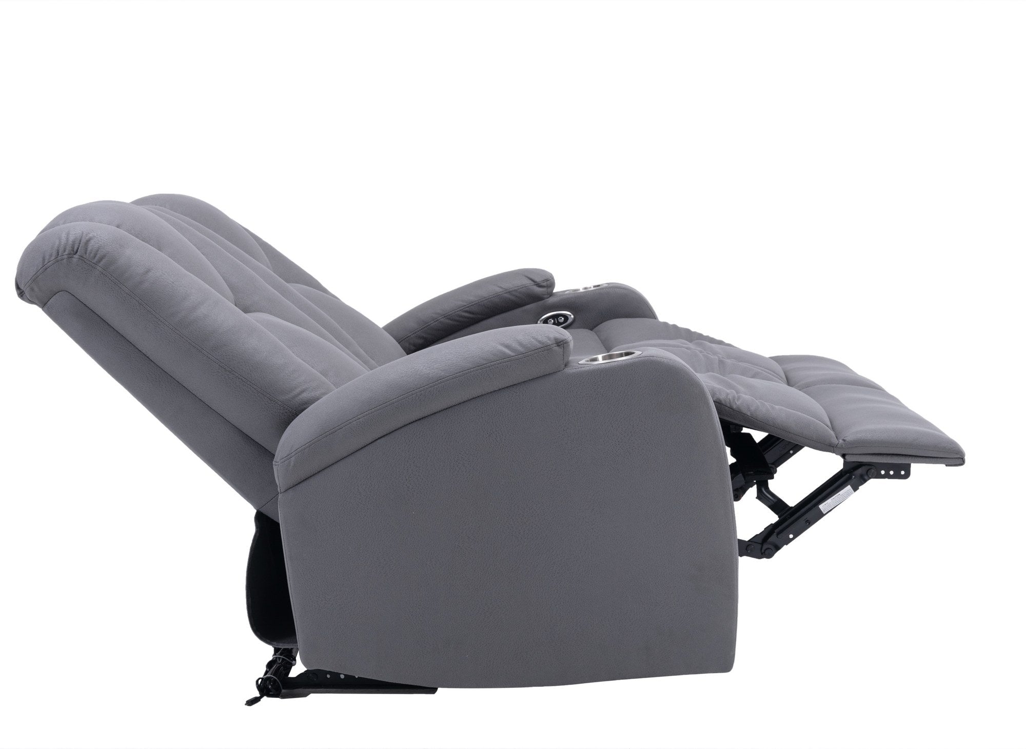 Canapé 2 places relax électrique en tissu microfibre gris EL CLARENCE