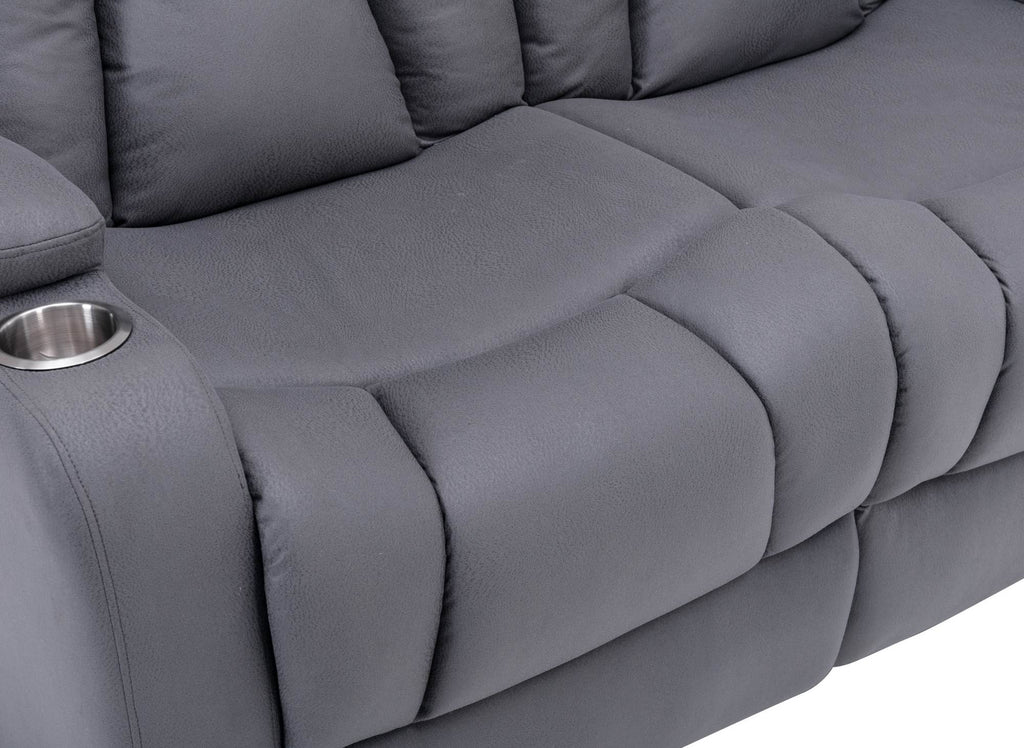 Canapé 2 places relax électrique en tissu microfibre gris EL CLARENCE